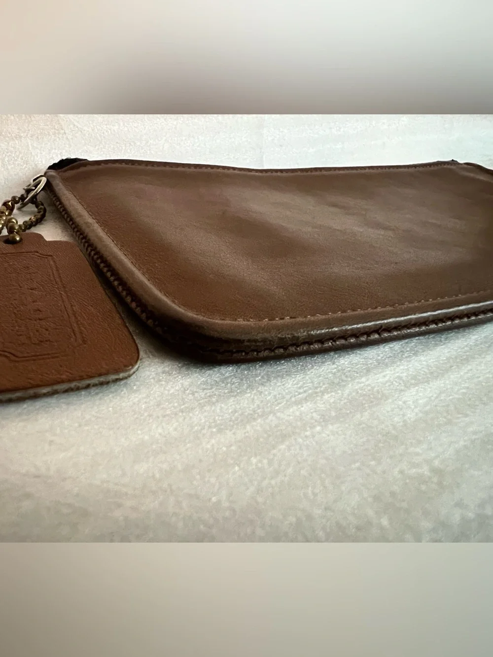 Coach vintage Tabac leather Skinny Make-Up cosmetic bag purse pouch